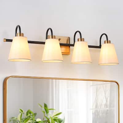 Barr Mid-century Modern 4-Light Bathroom Vanity Light Fabric Wall Sconce