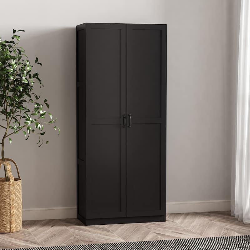 Manhattan Comfort Cornelia Modern Adjustable Shelf Storage Closet 2.0 - Black Single