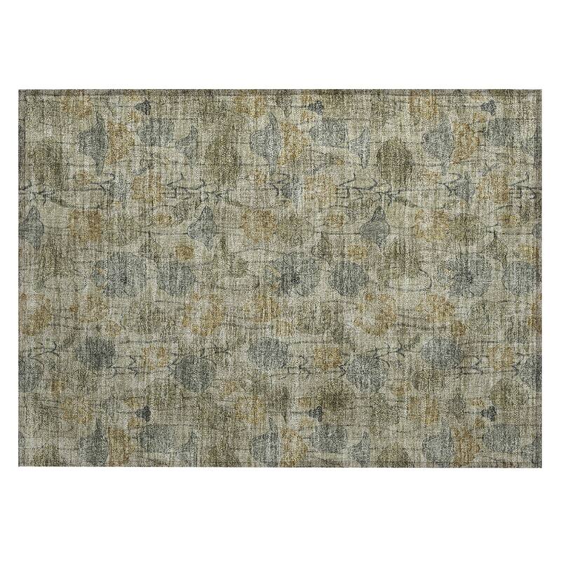 Machine Washable Indoor/Outdoor Modern Floral Chantille Rug