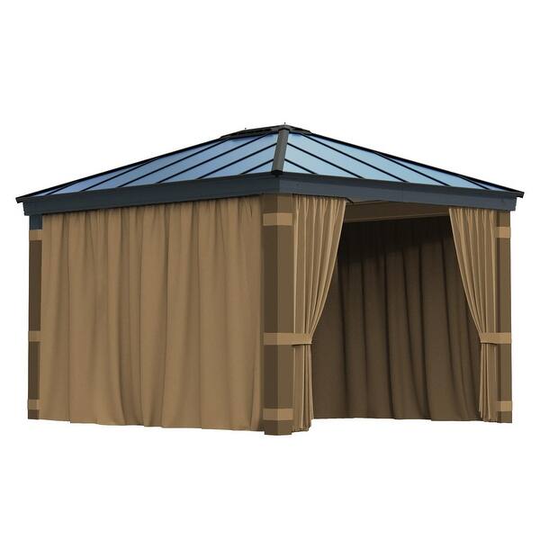 Gazebo Privacy Curtains 10' x 12' with Zipper 4Panels Side Wall