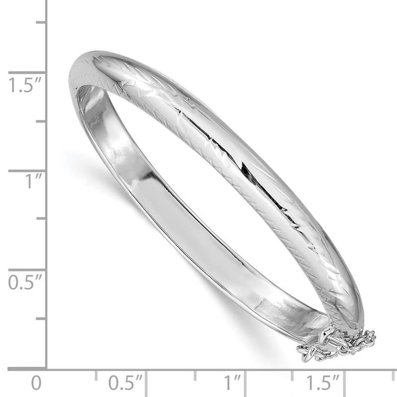 Curata 925 Sterling Silver Chidrens 5.5" 5mm Textured Hinged Bangle Bracelet