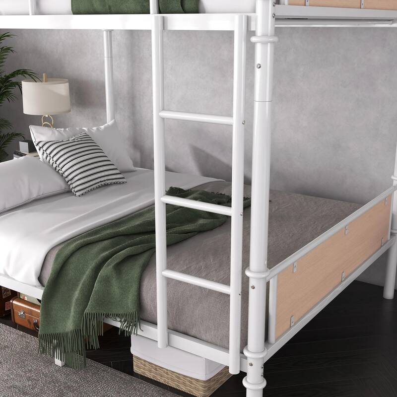 Metal Bunk Bed, Industrial Detachable Bunkbeds with Safety Guard Rails for Teens