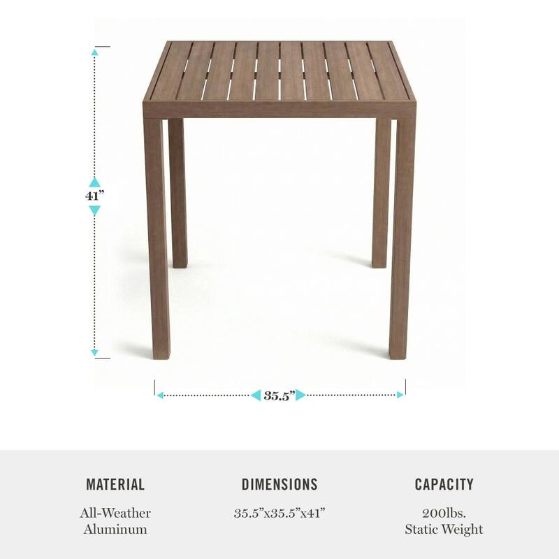 Martha Stewart All-Weather 35.5" Square Bar Height Aluminum Patio Dining Table - 35.5"W x 35.5"D x 41"H