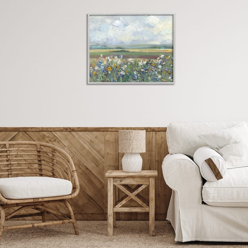 Stupell County Meadow Clouds Overhead Framed Giclee Art Design By Sally Swatland