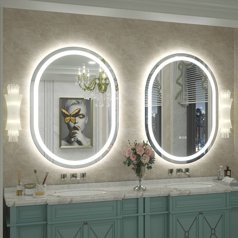 UL Certified Oval LED Lighted Anti-fog Wall Bathroom Vanity Mirror