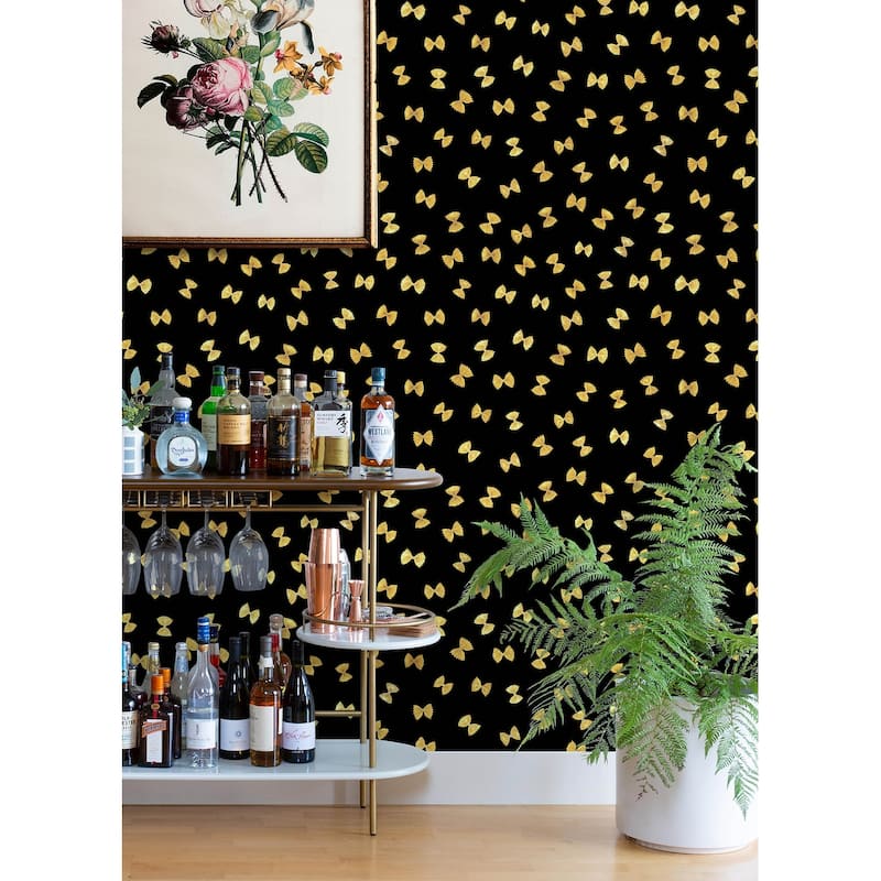 Rachel Antonoff Black Pasta Peel Stick Wallpaper