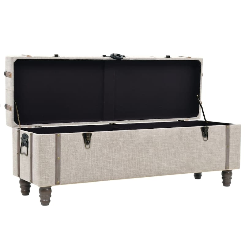 vidaXL Storage Benches 3 pcs Cream Solid Wood Fir&Fabric - 44.1" x 14.6" x 17.7"