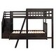 preview thumbnail 8 of 12, L Shaped Solid Wood Bunk Bed for Kids, Twin-Twin Over Full Triple Bed Frame w/3 Drawers, Storage Ladder & Full-Length Guardrail