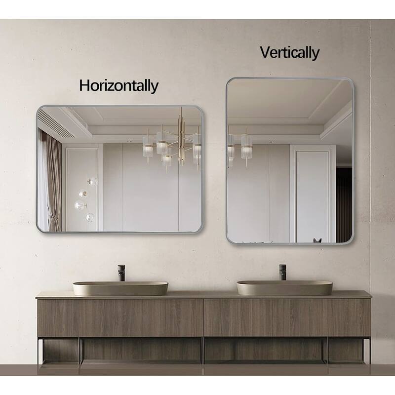Bathroom Mirror for Over Sink Wall Mirror Metal Frame Rounded Rectangular Vanity Mirrors for Bedroom Living Room Entryway Decor