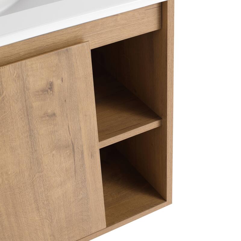 Beingnext 24"/30" Single Bathroom Vanity with Sink, Floating Bathroom Vanity with Soft Close Door and Shelf