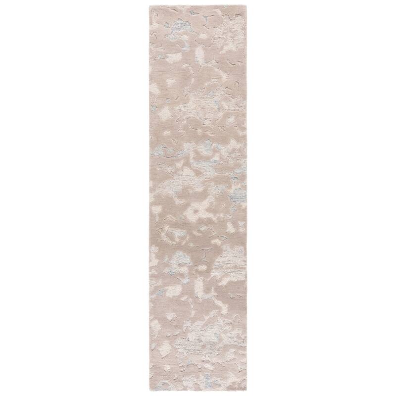 SAFAVIEH Handmade Harvest Majida Wool Rug - 2'3" x 9' Runner - Taupe/Blue