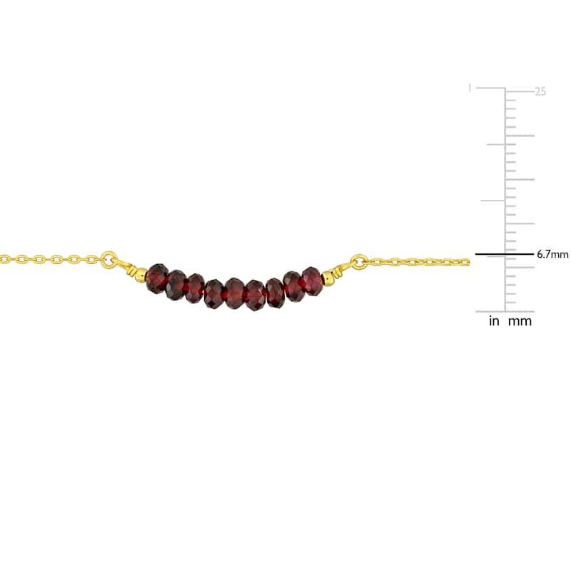 Miadora 0.9ct TGW 4mm Garnet Bead Necklace with Rolo Chain in Yellow Sterling Silver