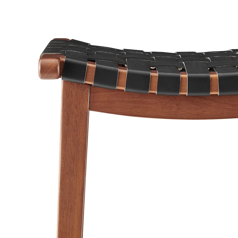 NPD Furniture Marco Faux Leather Backless Counter Stool with Medium Brown Legs Color