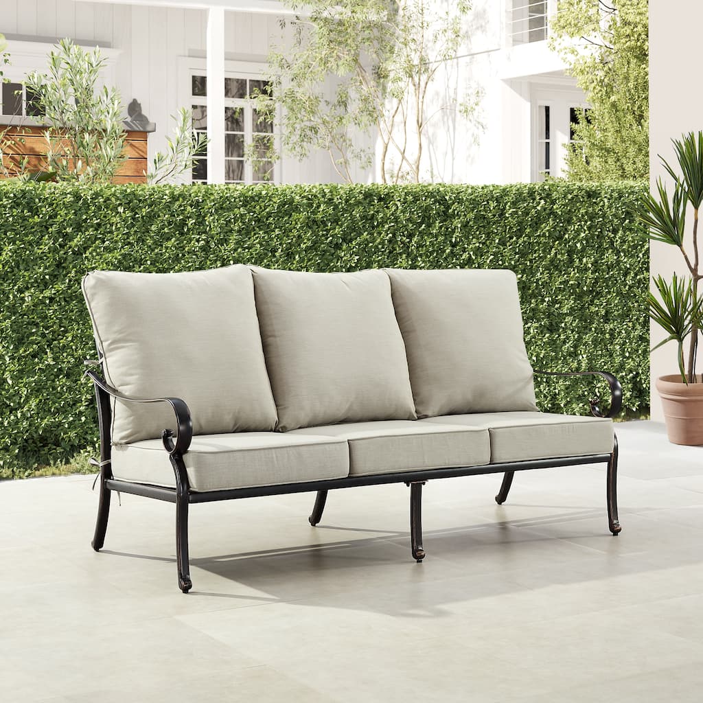 Black Aluminum Deep Seating Deep Seating Sofa with Cushions