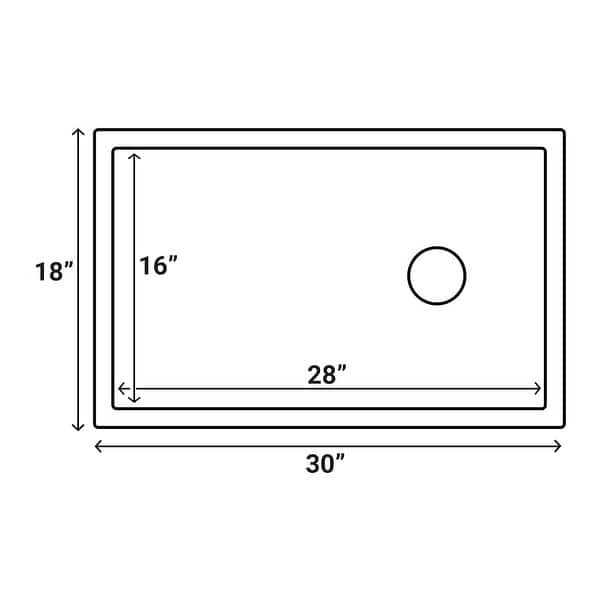 dimension image slide 1 of 2, Ruvati 30-inch Fireclay Farmhouse Offset Drain Kitchen Sink Single Bowl White - Right Drain -