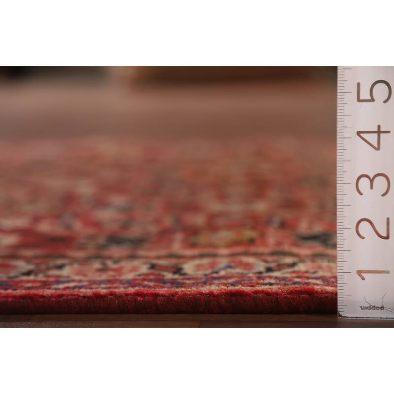 Hand Knotted Oriental 100% Wool Carpet Traditional All-Over Red Mahal Runner Rug - 10' 3'' X 3' 5''