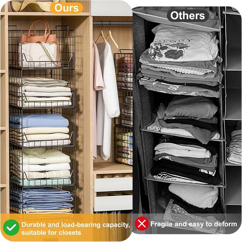 5-Tier Stackable Closet Organizer Shelf Foldable Metal Storage Bins