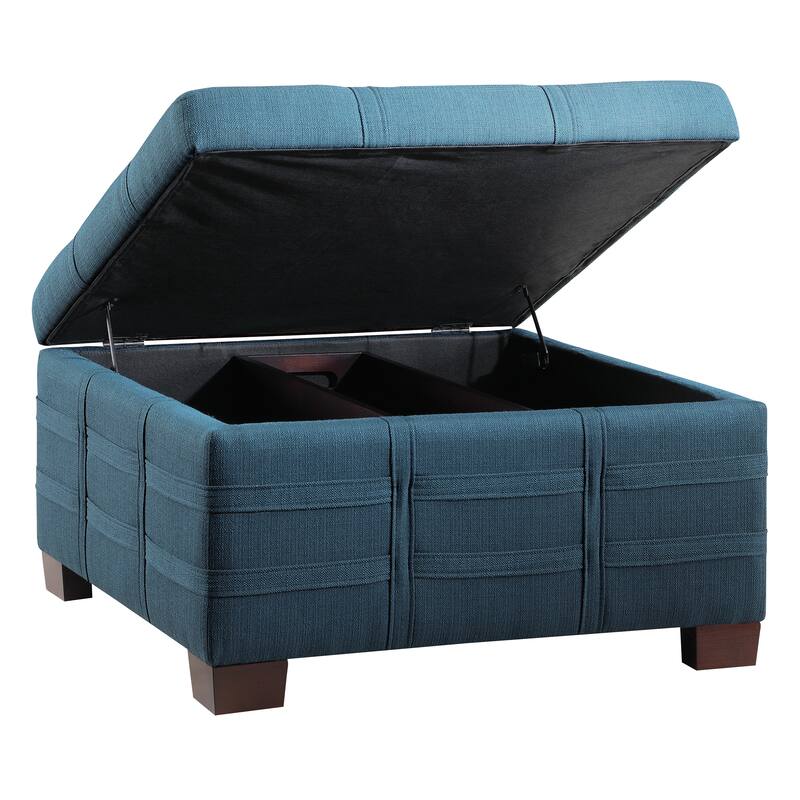 Detour Strap Square Storage Ottoman in Faux Leather
