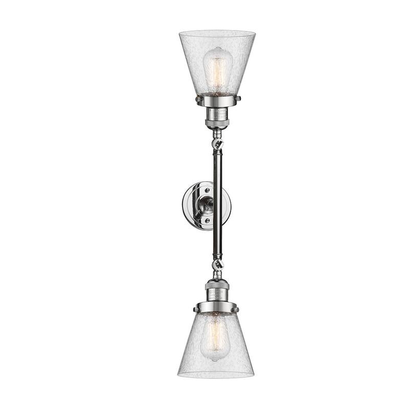 Innovations Lighting Small Cone 2 Light 23" Wide Bathroom Vanity Light - Polished Chrome / Seedy