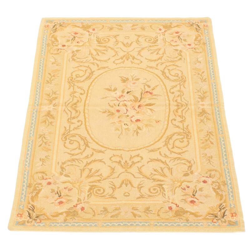 ECARPETGALLERY Flat-Weave Dynasty Khaki Cotton Tapestry Kilim - 2'11 x 4'11