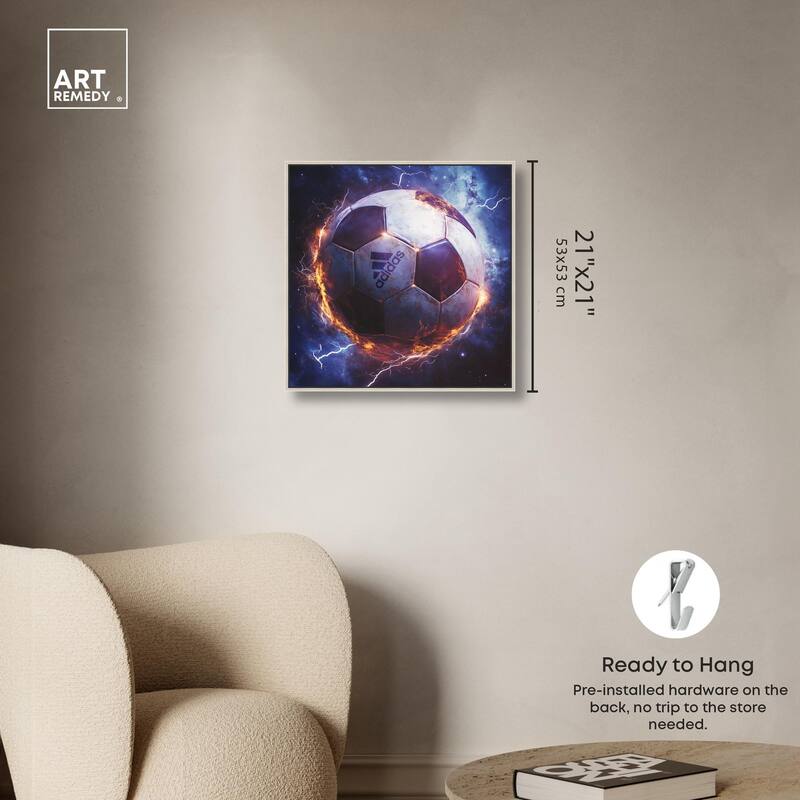 Electrify Soccer Ball Canvas by Art Remedy