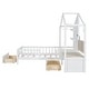 preview thumbnail 11 of 18, Versatility Twin Size House Bed with Upholstered Sofa, Wood Guardrail Bed with Shelves and Two Drawers, Charging Station Design