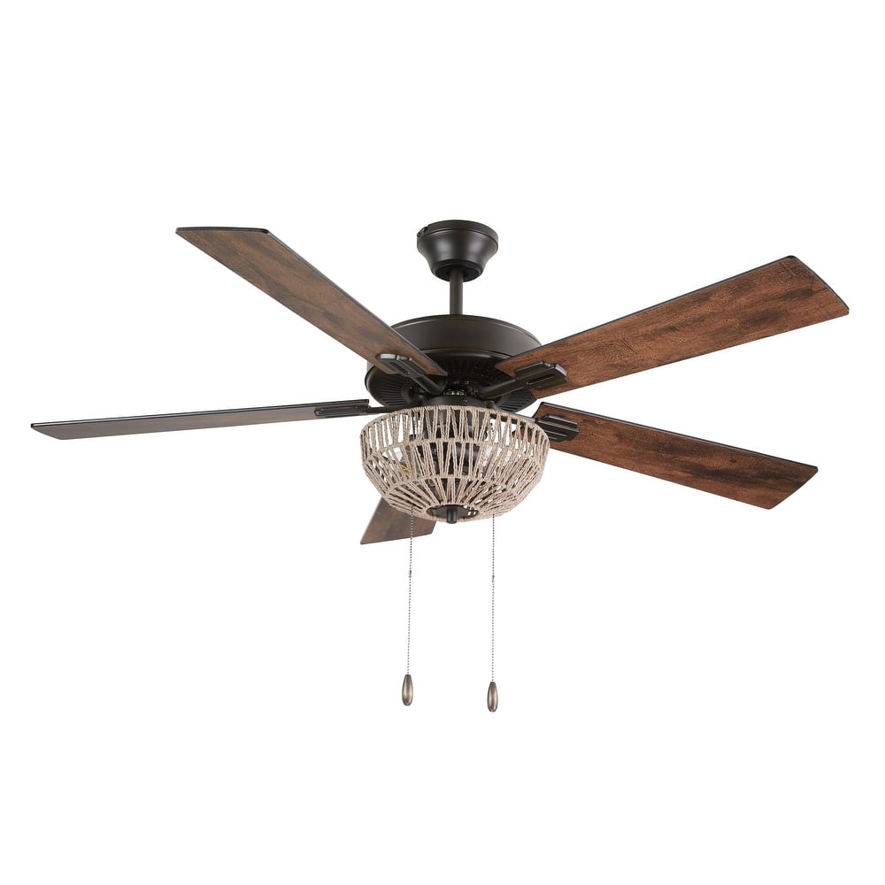 The Curated Nomad Carillon 52-inch Woven Rope 5-blade LED Ceiling Fan