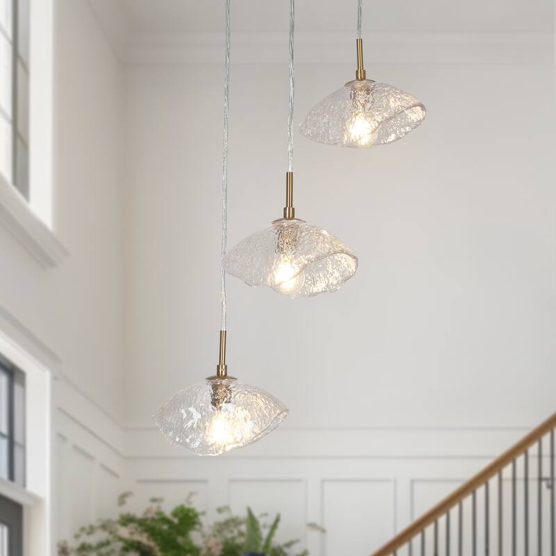 Modern 3-Light Cluster Chandelier Pendant Lighting for Kitchen Island Bedroom - 17.3" Dia. x 7" H
