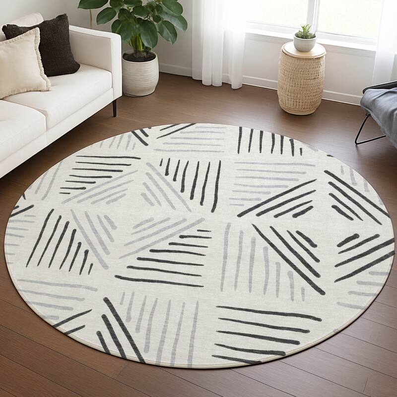 Machine Washable Indoor/ Outdoor Geo Dia Chantille Rug
