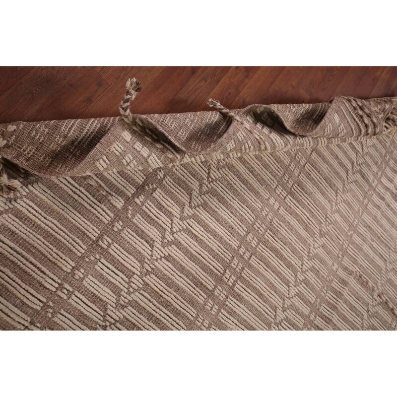 Striped Moroccan Modern Area Rug Hand-Knotted Wool Carpet - 6'0"x 10'0"