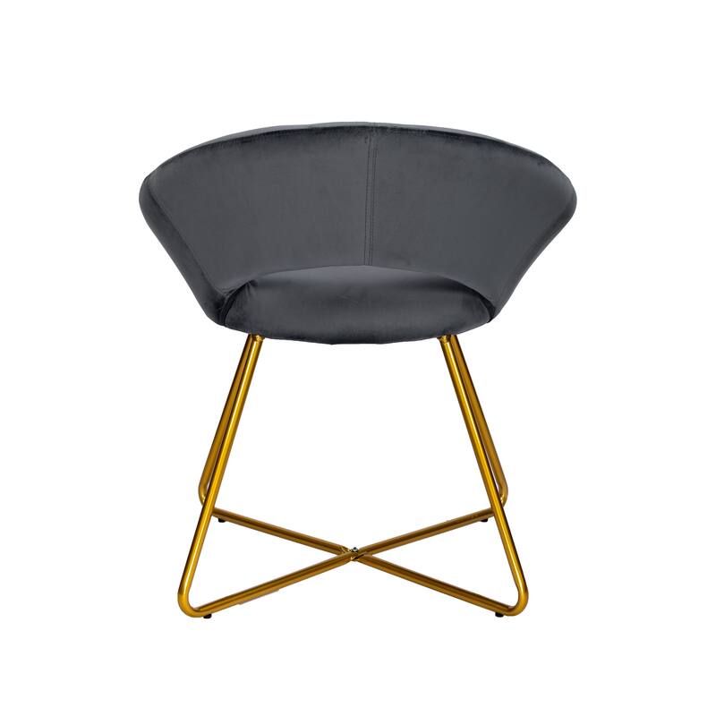 Porthos Home Reine Leisure Accent Chair, Velvet Upholstery, Gold Legs - Dark Grey