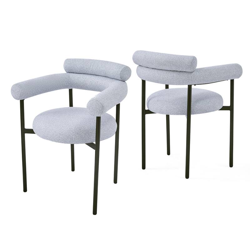 Modern Set of 2 Dining Chairs with Armrests, Padded Seat Backrest, Metal Legs for Dining Room Living Room and Café