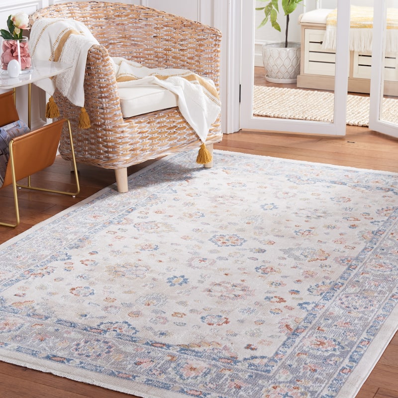 SAFAVIEH Blair Machine Washable Soizic Slip Resistant Oriental Rug - 6'7" Square - Beige/Grey