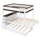 preview thumbnail 8 of 13, Full Bunk Bed with Trundle, Desk & USB Outlets, Space-Saving Design, White+Walnut
