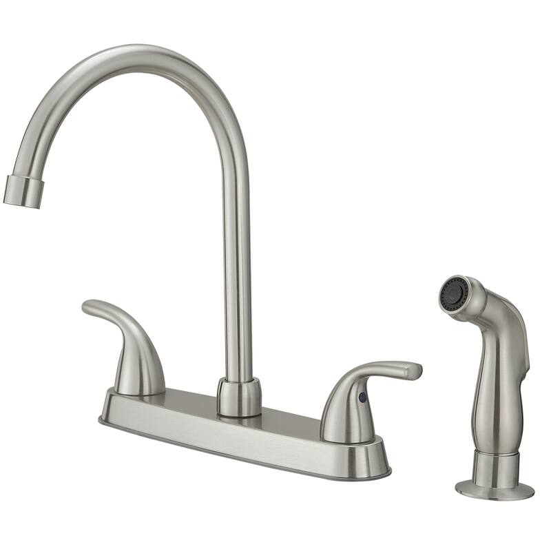 WIZ Two-Handle 4 Holes Kitchen Sink Faucet With Side Sprayer - Silver