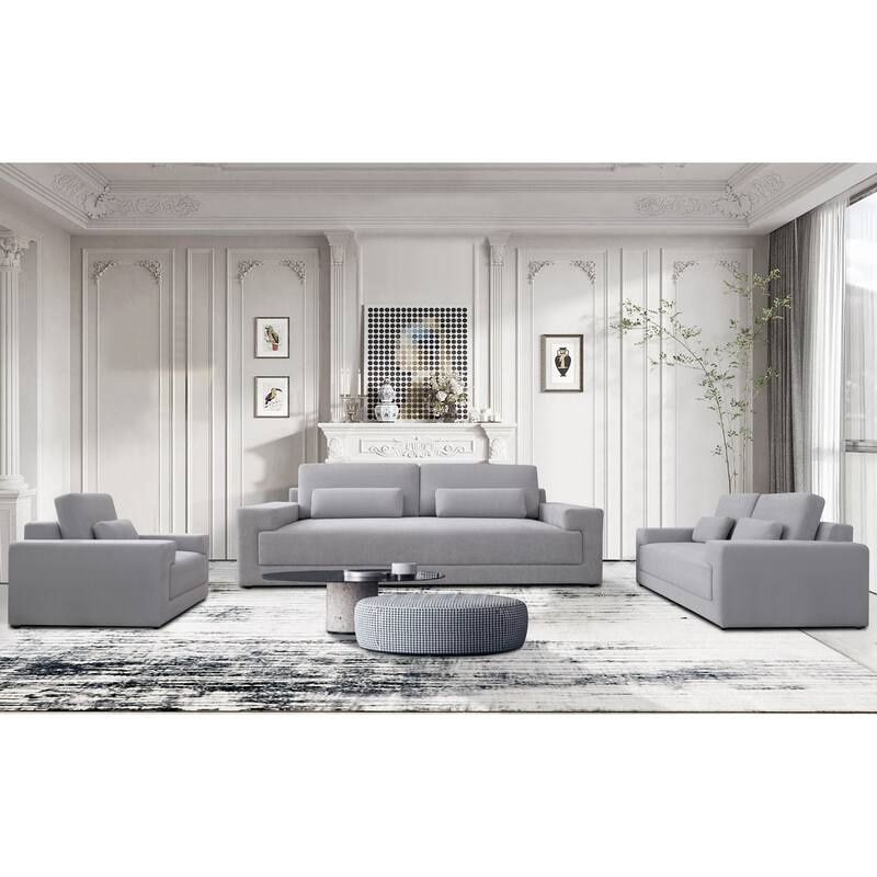 Divani Casa Loki Modern Grey Fabric 3-Seat Sofa