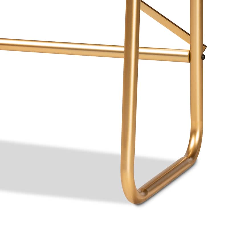 Merida Gold Metal and Brown Wood 2-Tier Over Bed Queen Size Shelf