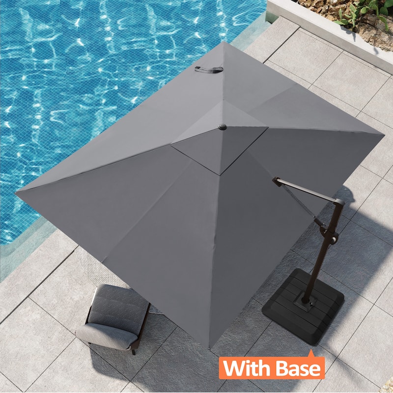 Pellebant Outdoor Patio 9 FT x 11.5 FT Cantilever-Offset Umbrella with Premium Base - Dark Grey