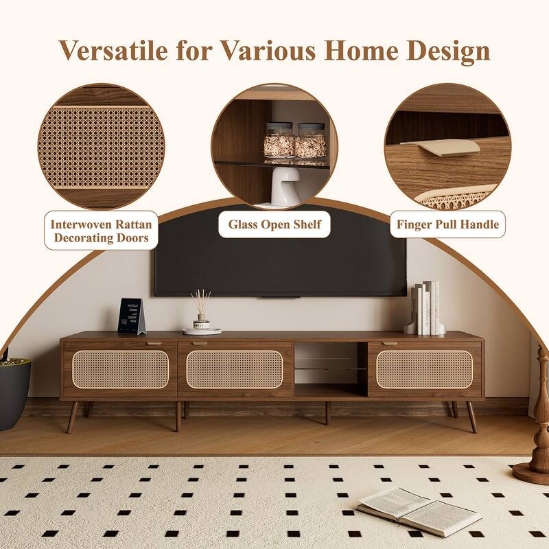 78 in with Ample Storage TV Stand for TVs up to 85 in - n/a