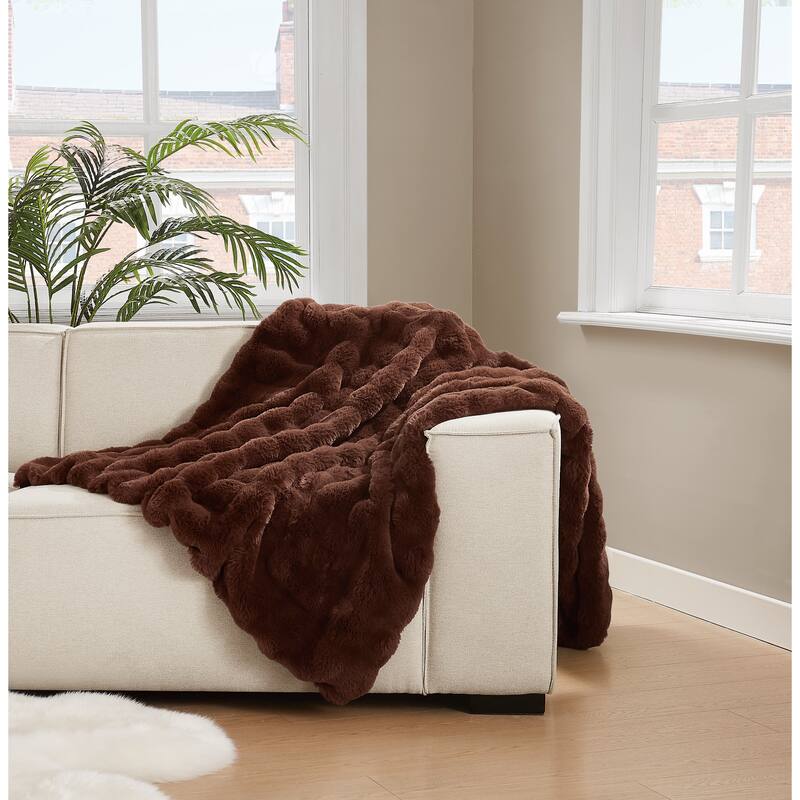 Brooklyn Loom Bubble Faux Fur Blanket and Throw