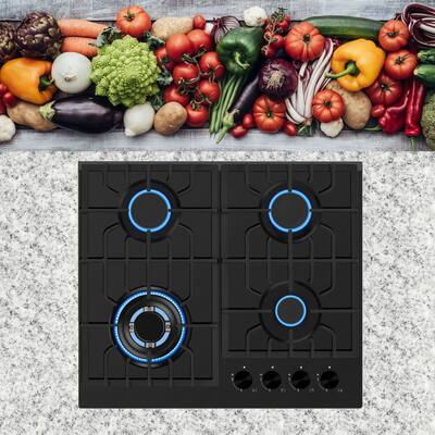 Built-in 24" Gas Cooktop - 4 Sealed Burners Cook Tops in Black