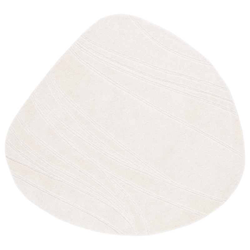 SAFAVIEH Handmade Novelty Anzhela Novelty Wool Rug - 3' Round Scallop - Ivory