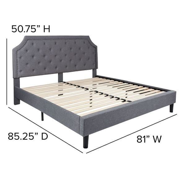 dimension image slide 11 of 20, Tufted Platform Bed with 10 Inch Pocket Spring Mattress
