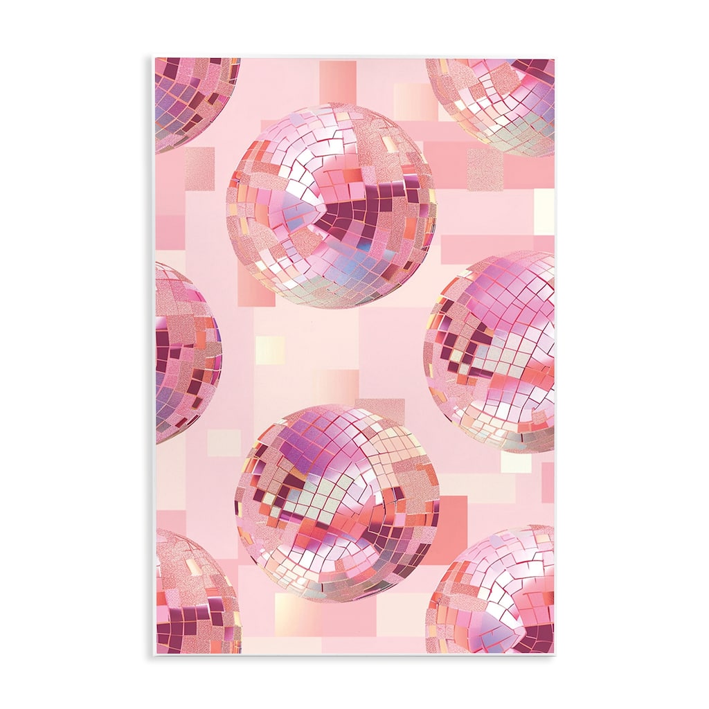 Stupell Feminine Pink Disco Balls Wall Plaque Art Design By LSR Design Studio