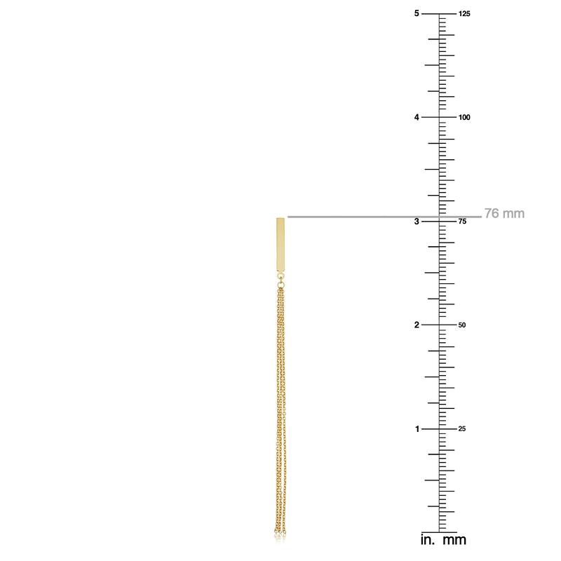 14k Yellow Gold Bar and Tassel Earrings
