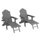 preview thumbnail 19 of 54, Bonosuki 2-Piece Folding Adirondack Chairs with Retractable Ottoman, Fire Pit Patio Chair with Cup Holder