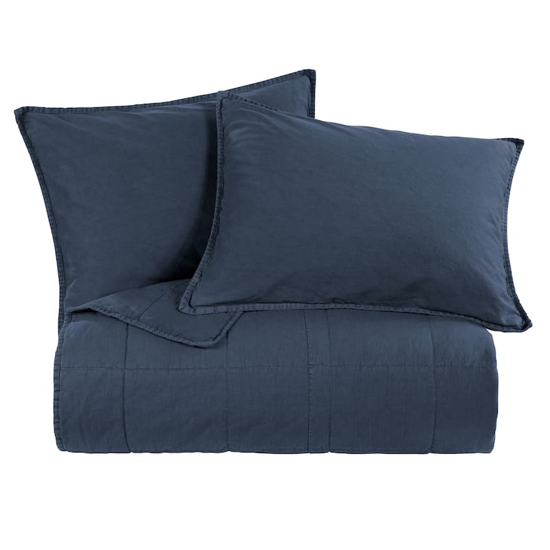 HiEnd Accents Stonewashed Cotton Canvas Quilted Vintage Chic 3 Piece Coverlet Set