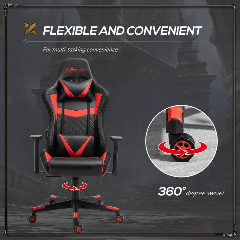 Vinsetto Gaming Chair with RGB LED Light, 3D Arm, Lumbar Support, Swivel Home Office Computer Recliner High Back Racing Gamer