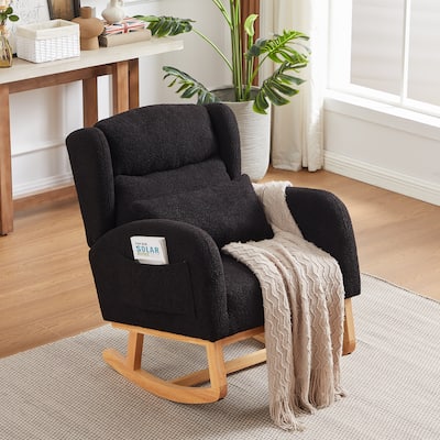 27.2"W Modern Accent High Backrest Living Room Lounge Arm Rocking Chair, Two Side Pocket