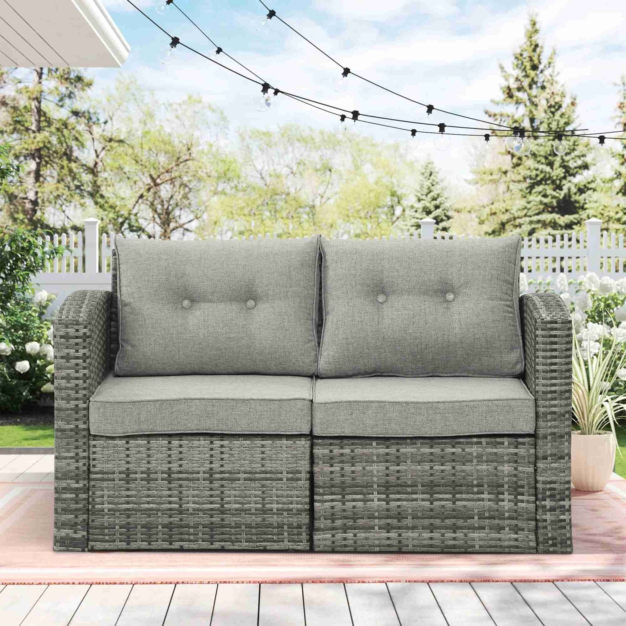 Wilson & fisher shadow creek all weather wicker sales cushioned loveseat